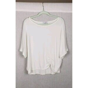 Michael Stars Blouse White Dolman Sleeves Sweater Top XL‎ Ruched Casual Work USA